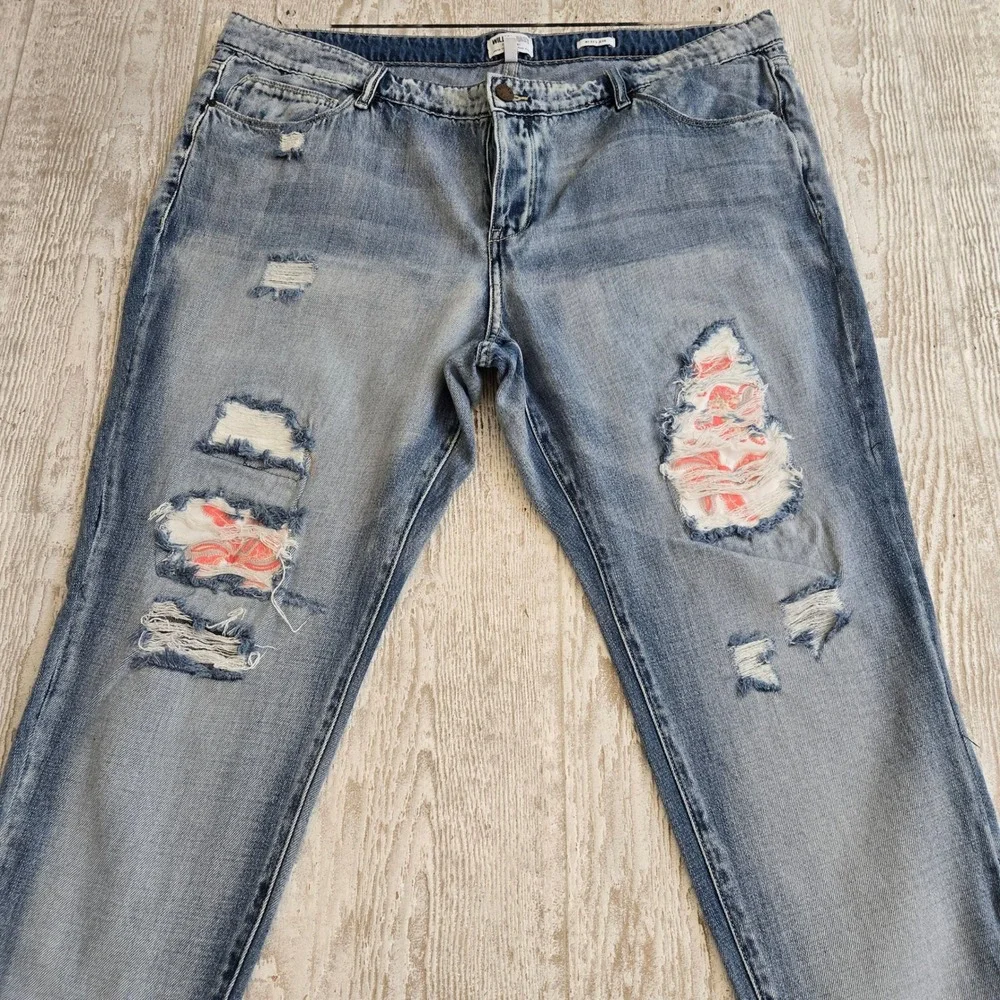 William Rast My Exs Jean Light Wash Distressed Floral Patch Denim Plus 18W